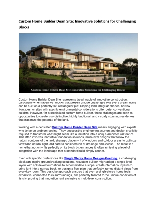Custom Home Builder Dean Site Innovative Solutions for Challenging Blocks.docx
