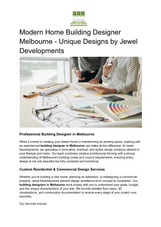 Modern Home Building Designer Melbourne - Unique Designs by Jewel Developments