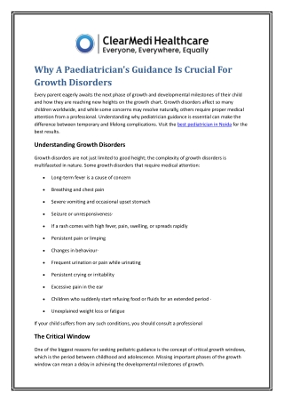 Why A Paediatrician's Guidance Is Crucial For Growth Disorders
