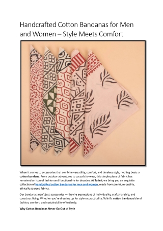 Handcrafted Cotton Bandanas for Men and Women – Style Meets Comfort