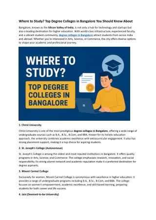 Where to Study Top Degree Colleges in Bangalore You Should Know About