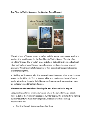 Best Place to Visit in Nagpur as the Weather Turns Pleasant