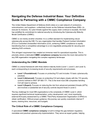 CMMC Compliance Company: Your Guide to Certification and DoD Readiness