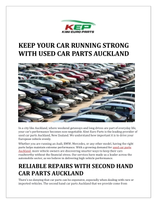 KEEP YOUR CAR RUNNING STRONG WITH USED CAR PARTS AUCKLAND