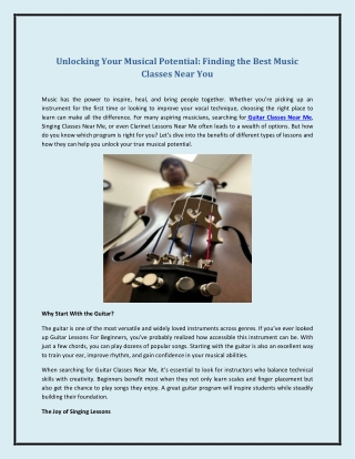 Unlocking Your Musical Potential: Finding the Best Music Classes Near You