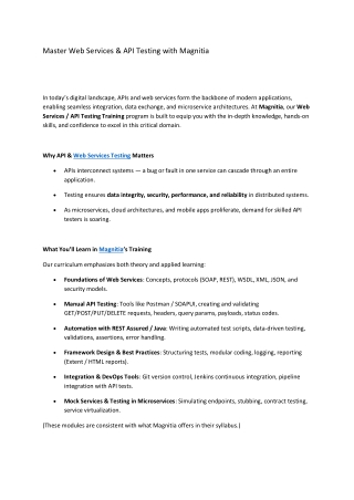 Master Web Services & API Testing with Magnitia