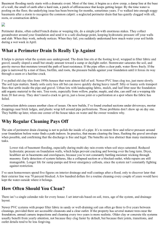 Prevent Basement Flooding: The Benefits of Regular Perimeter Drain Cleaning