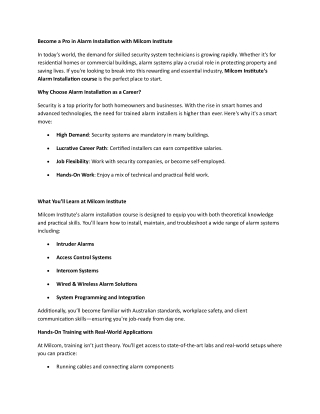 Become a Pro in Alarm Installation with Milcom Institute