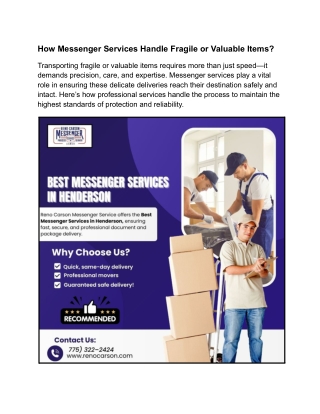 How Messenger Services Handle Fragile or Valuable Items?