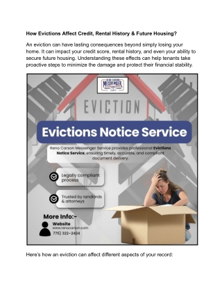 How Evictions Affect Credit, Rental History & Future Housing?