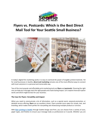 Flyers vs. Postcards - Best Direct Mail Option for Seattle Businesses