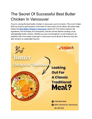 The Secret Of Successful Best Butter Chicken In Vancouver (1)