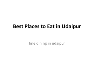 Best Places to Eat in Udaipur