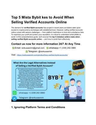 Top 5 Mista Bybit kes to Avoid When Selling Verified Accounts Online