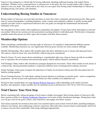 Vancouver Boxing Studio Membership: Pricing, Trials, and Schedules