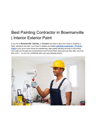 Best Painting Contractor in Bowmanville | Interior Exterior Paint