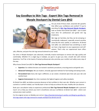 Say Goodbye to Skin Tags - Expert Skin Tags Removal in Marple Stockport