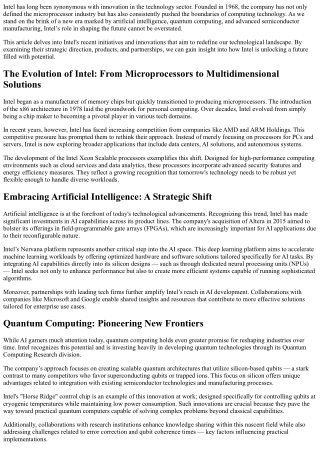 Unlocking the Future: How Intel is Shaping Tomorrow's Technology Landscape