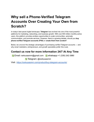Why sell a Phone-Verified Telegram Accounts Over Creating Your Own from Scratch