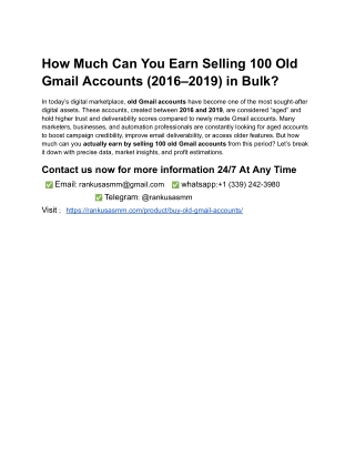 How Much Can You Earn Selling 100 Old Gmail Accounts (2016–2019) in Bulk_