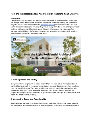 How the Right Residential Architect Can Redefine Your Lifestyle