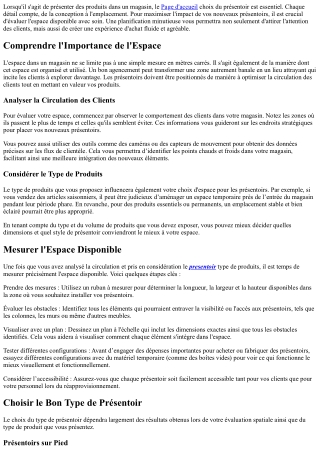Évaluer l'Espace Disponibilité pour vos Nouveaux Présentoirs