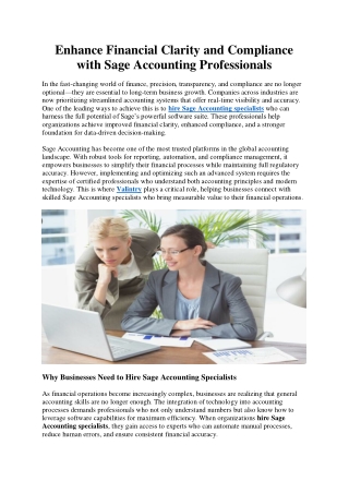 Enhance Financial Clarity and Compliance with Sage Accounting Professionals