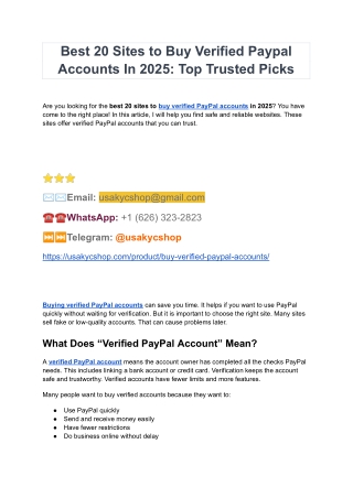 Buy Verified Transfer Paypal Accounts Fast and Securely