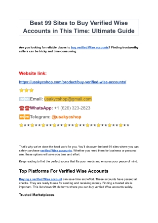 Buy Verified Wise Accounts - 100% USA Business & Personal