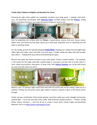 Trendy Colour Palettes to Brighten and Beautify Your Home