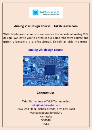 Analog Vlsi Design Course Takshila-vlsi.com