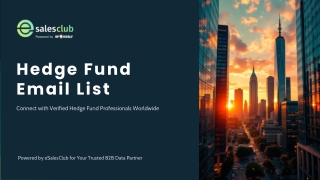 Boost Your B2B Campaigns with Verified Hedge Fund Email list
