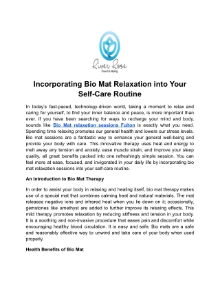 Incorporating Bio Mat Relaxation into Your Self-Care Routine