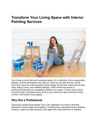 Transform Your Living Space with Interior Painting Services
