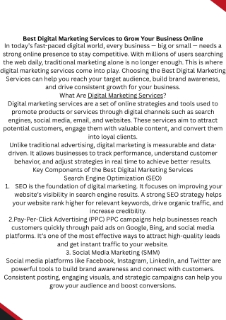 Best Digital Marketing Services to Grow Your Business Online