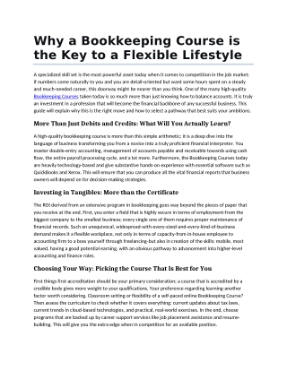 Why a Bookkeeping Course is the Key to a Flexible Lifestyle