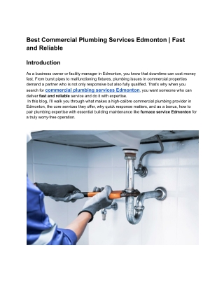 Reliable Commercial Plumbing Services Edmonton affordable  | Simply Service