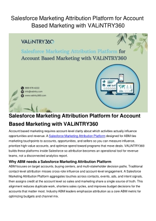 Salesforce Marketing Attribution Platform