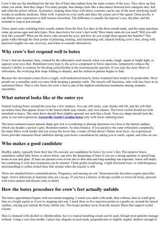 Crow’s Feet Smooth-Out: Botox for Crow’s Feet Benefits and Risks