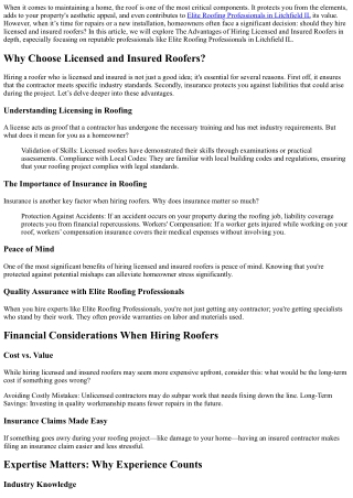 The Advantages of Hiring Licensed and Insured Roofers