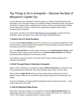 Things to Do in Annapolis – Discover the Best of Maryland’s Capital City