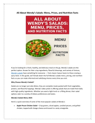 All About Wendy’s Salads: Menu, Prices, and Nutrition Facts