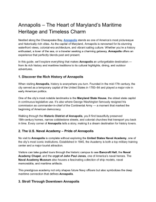 The Heart of Maryland’s Maritime Heritage and Timeless Charm