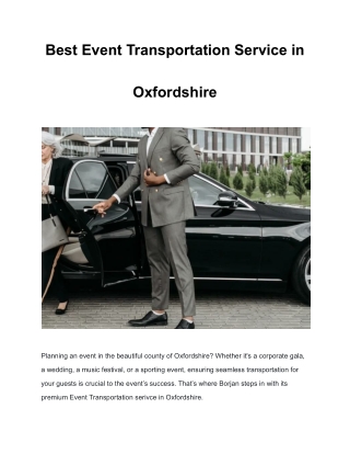 Best Event Transportation Service in Oxfordshire