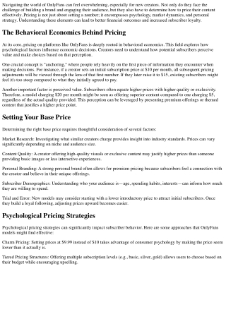 The Psychology of Pricing for OnlyFans Models