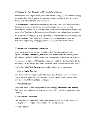 Discover the Best Yono App for Safe and Rewarding Rummy Gaming