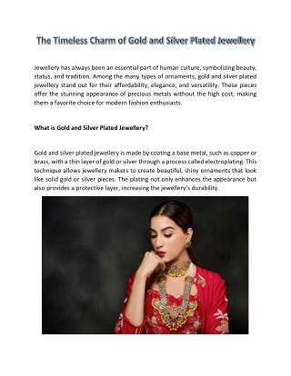 The Timeless Charm of Gold and Silver Plated Jewellery