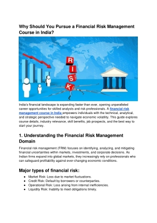 Why Should You Pursue a Financial Risk Management Course in India?