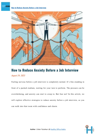 How to Reduce Anxiety Before a Job Interview