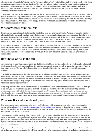 Botox for Chin Dimpling: Pebble Chin Solutions